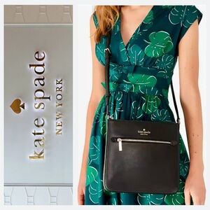 Kate Spade Large Crossbody Black Saffiano Leather Sadie Bag Purse NWT $299